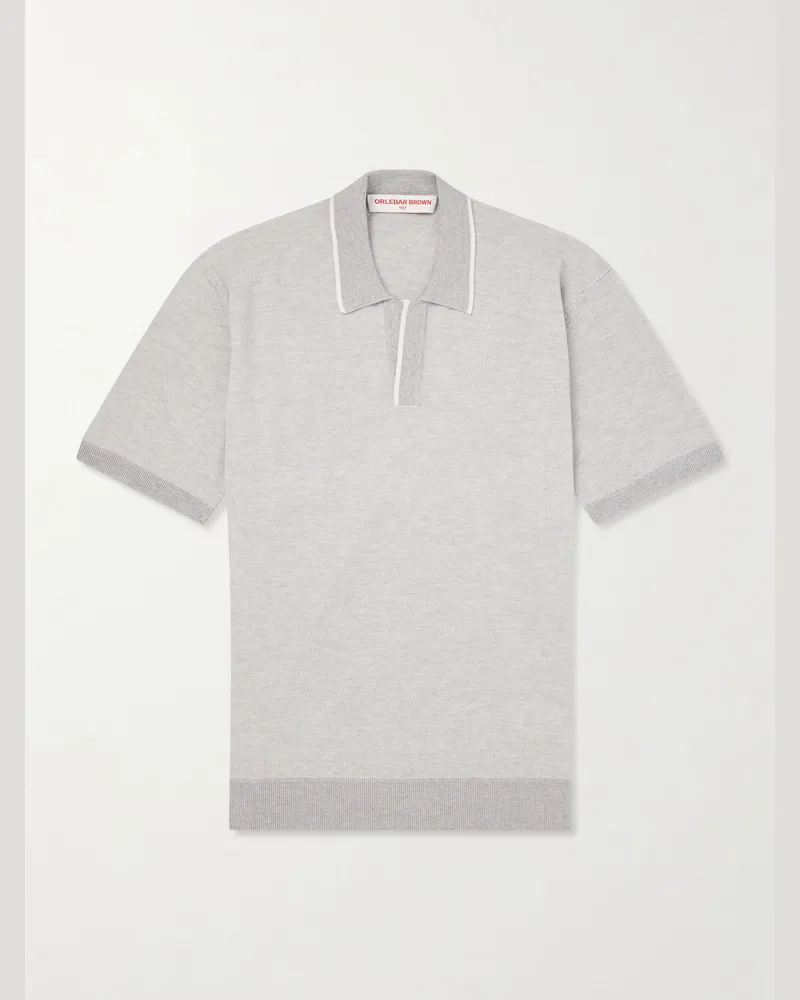 Orlebar Brown Horton Cotton and Wool-Blend Polo Shirt Gray