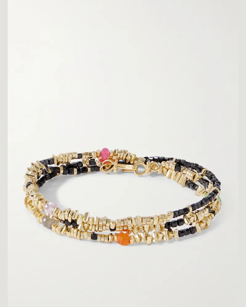 Peyote Bird Como Armband mit Zierperlen aus mehreren Steinen und Details mit Auflage aus 14-karätigem Gold Gold