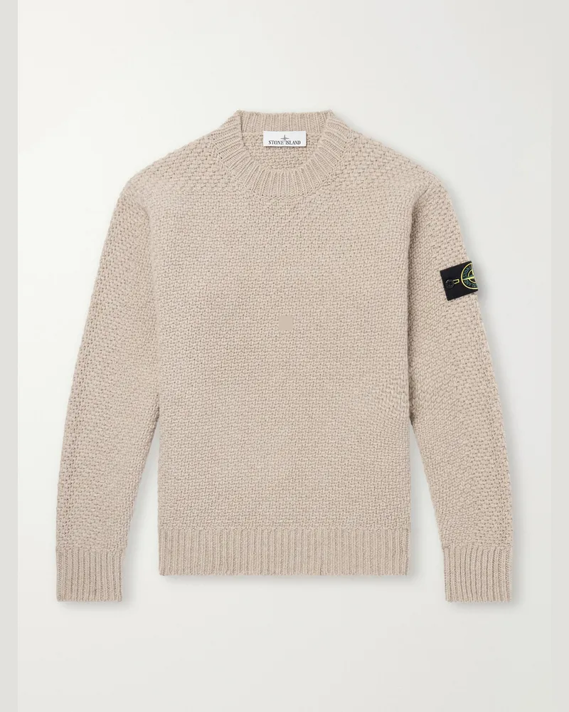 Stone Island Basket-Stitch Wool-Blend Sweater Brown
