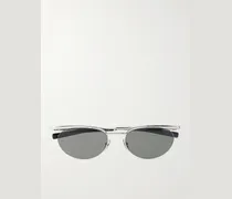 Oval-Frame Silver-Tone Sunglasses