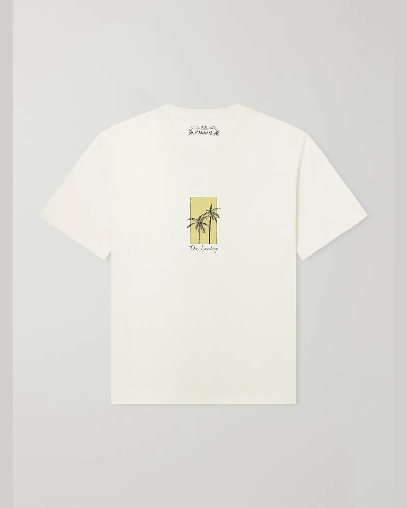 MANAAKI The Landing Printed Cotton-Jersey T-Shirt Neutrals