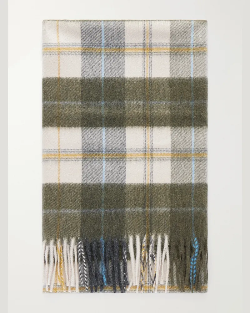 Begg & Co Arran Bennet Fringed Checked Cashmere Scarf Neutrals