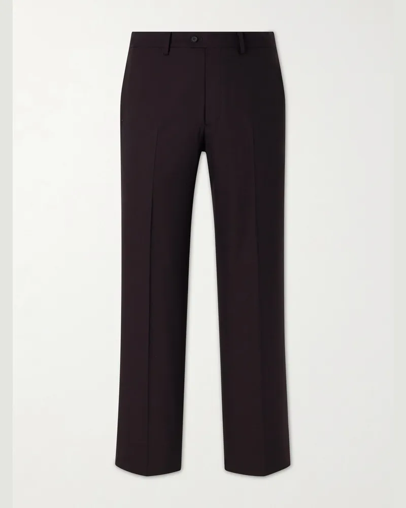 Kaptain Sunshine Straight-Leg Wool-Poplin Trousers Brown