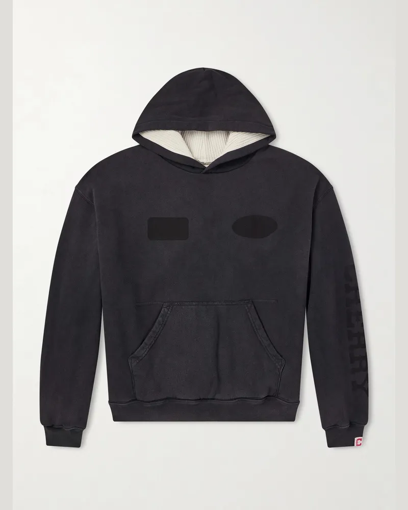 Cherry Los Angeles Sun Faded Thermal Cotton-Fleece Hoodie Black