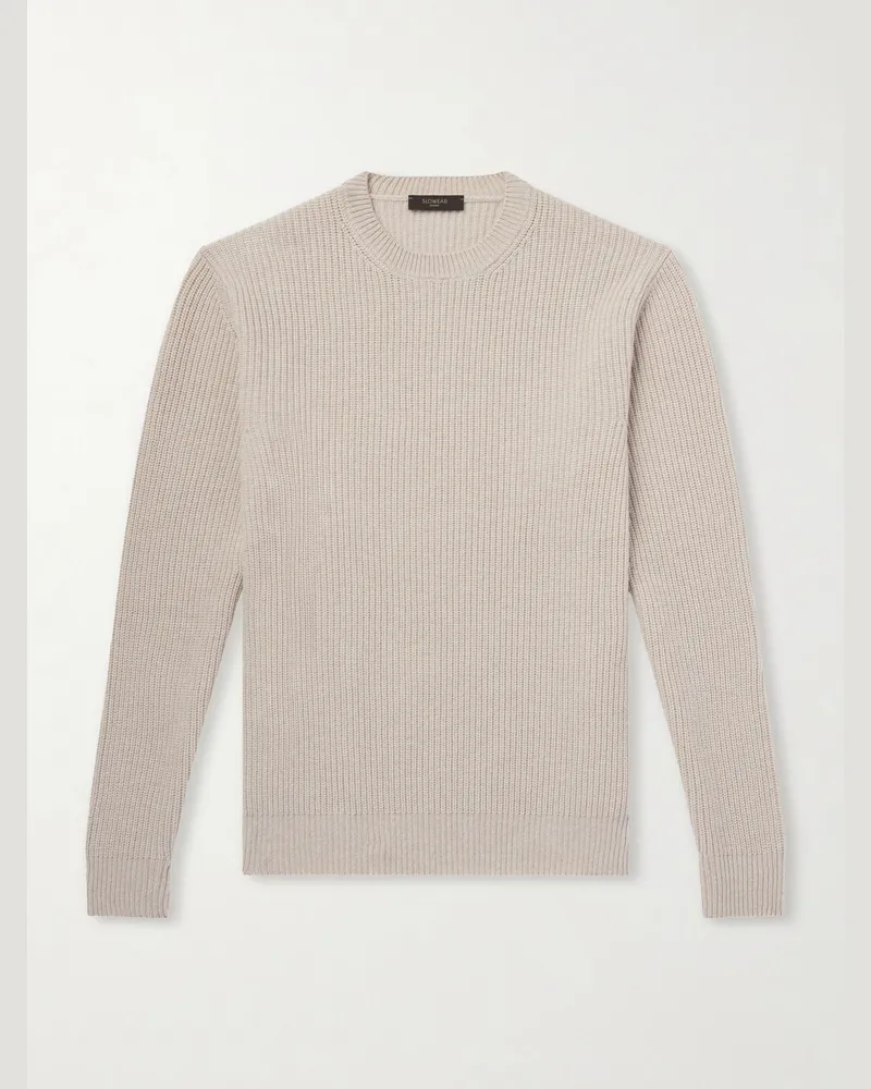 Slowear Ribbed Cashmere Sweater Neutrals