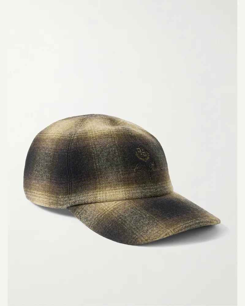 Loro Piana Baseballkappe aus kariertem Flanell aus einer Woll-Kaschmirmischung mit Logostickerei Neutral