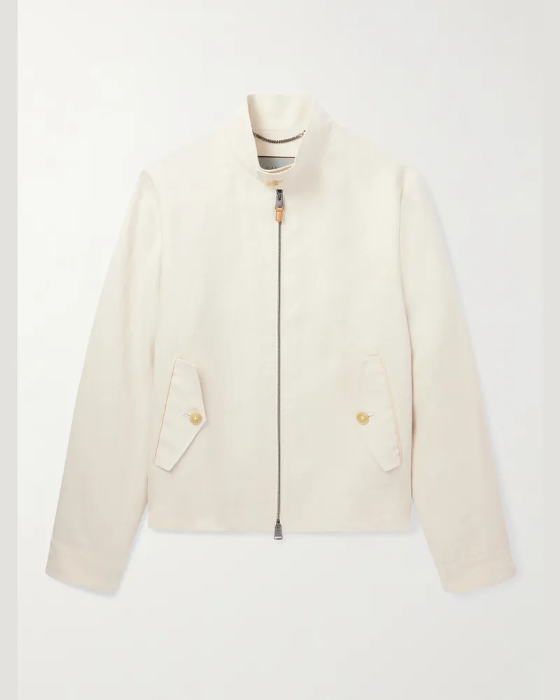 Canali Bomberjacke aus Leinen Weiß