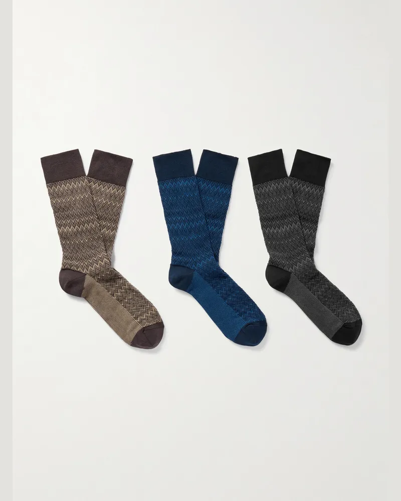 Missoni Set aus drei Paar Socken aus einer Baumwollmischung in Häkelstrick Mehrfarbig