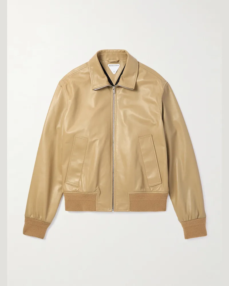 Bottega Veneta Oversized Leather Blouson Jacket Neutrals