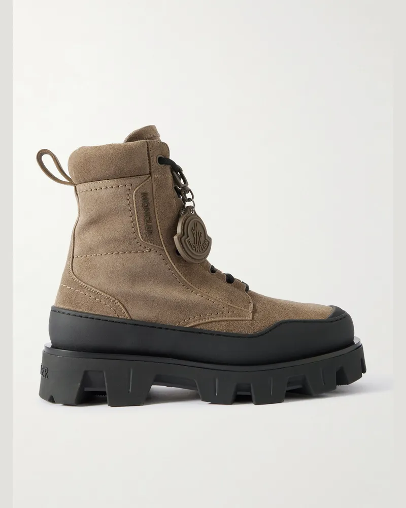 Moncler Peak Path Schnürstiefel aus Veloursleder Braun