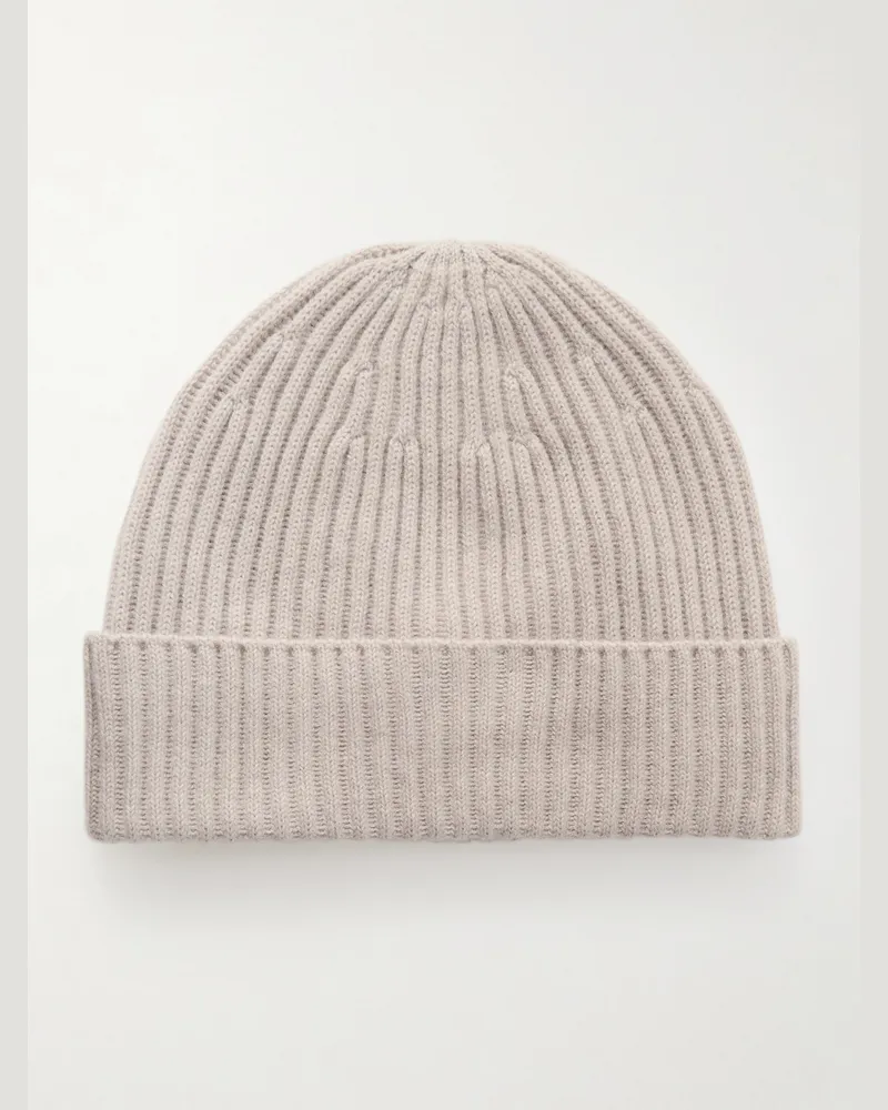 Brunello Cucinelli Beanie aus Kaschmir in Rippstrick Neutral