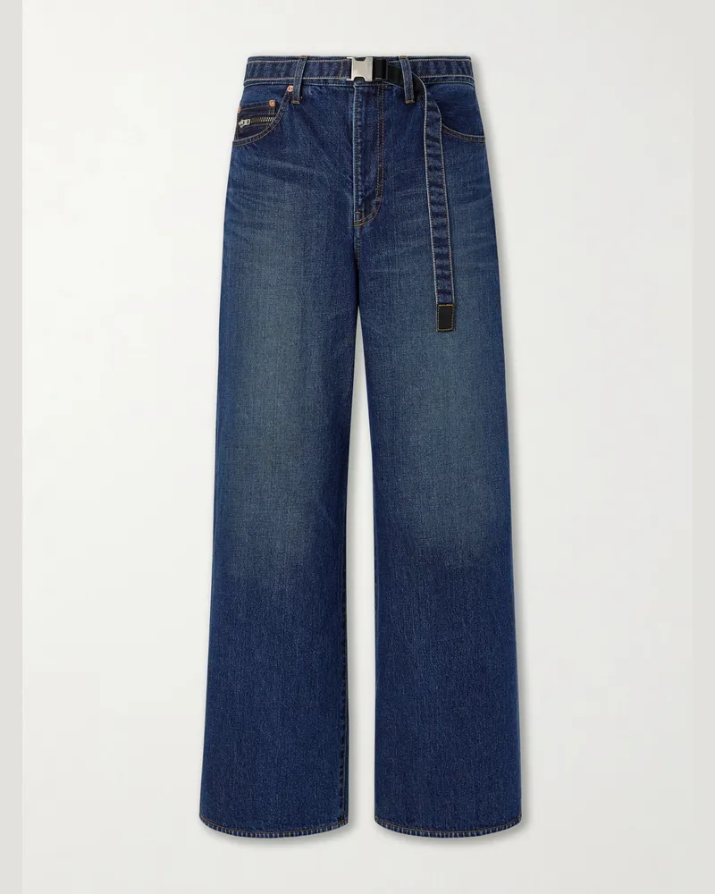 Sacai Belted Wide-Leg Jeans Blue