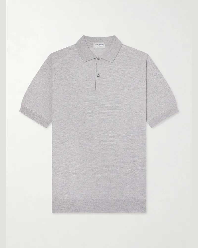 John Smedley 14.Singular Slim-Fit Merino Wool-Piqué Polo Shirt Gray