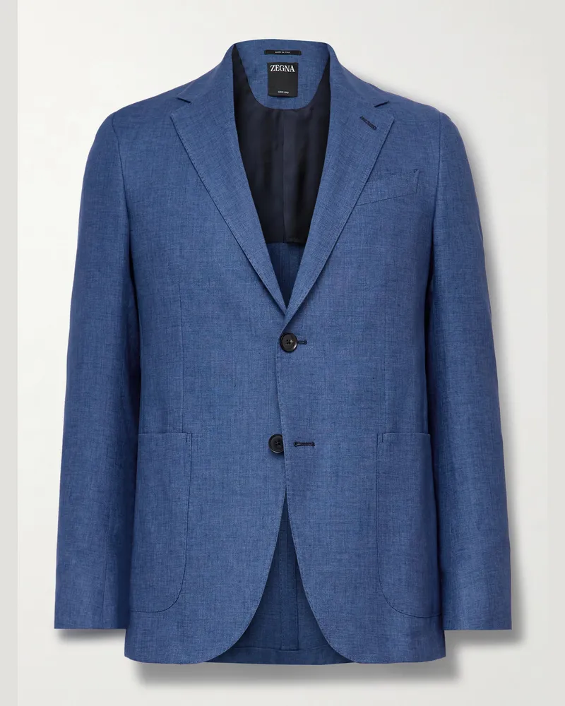 Ermenegildo Zegna Sakko aus „Oasi“-Leinen Blau