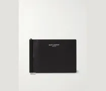 Pebble-Grain Leather Billfold Wallet with Money Clip