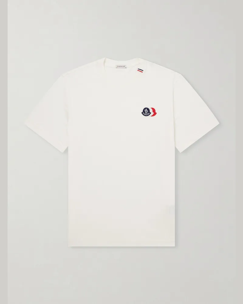 Moncler Logo-Appliquéd Cotton-Jersey T-Shirt White