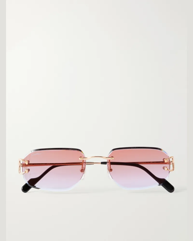 Cartier Motifs de Cartier Square-Frame Gold-Tone Sunglasses Gold