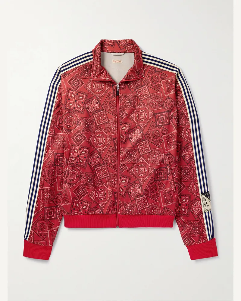 KAPITAL Cookie Bandana-Print Striped Shell Track Jacket Red