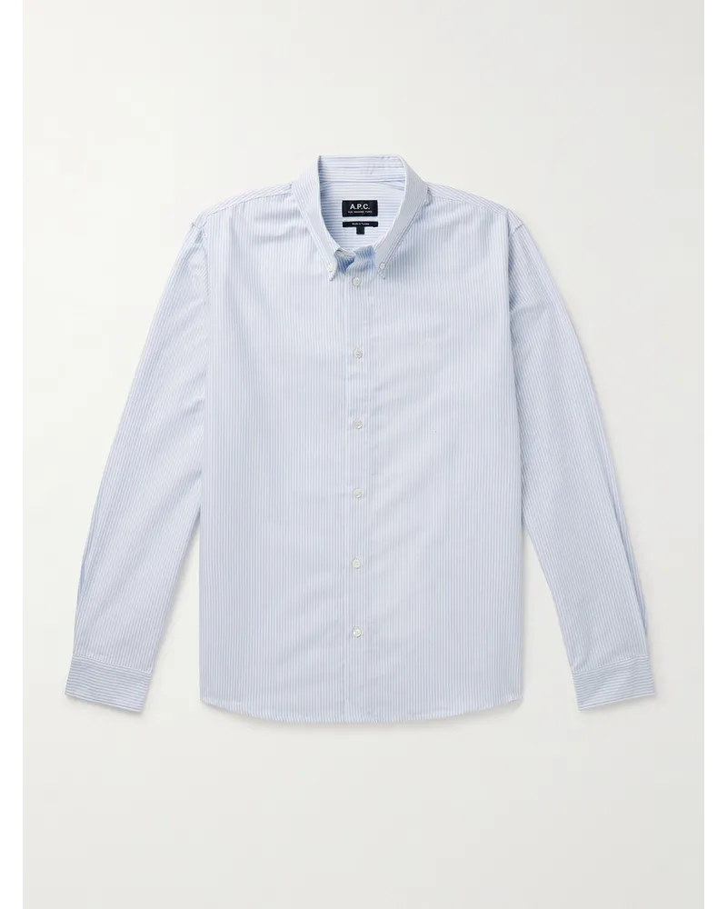 A.P.C. Greg Hemd aus Baumwoll-Oxford mit Nadelstreifen und Button-Down-Kragen Blau