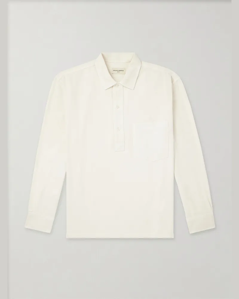 Officine Generale Jordy Cotton-Twill Polo Shirt Neutrals