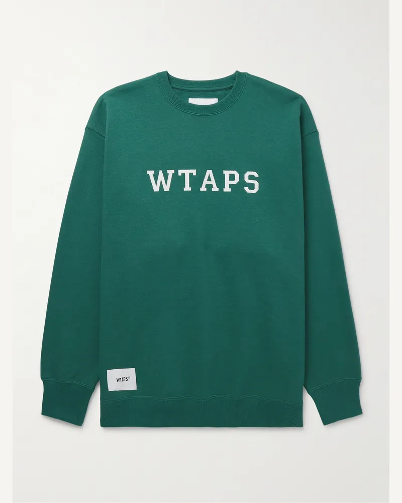 WTAPS Sweatshirt aus Baumwoll-Jersey mit Logoapplikation Grün