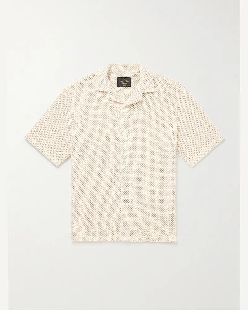 Portuguese Flannel Hemd aus einer gehäkelten Baumwollmischung mit Reverskragen Neutral