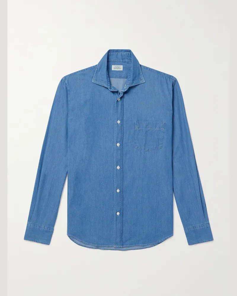 Hartford Paul Hemd aus Baumwoll-Chambray Blau