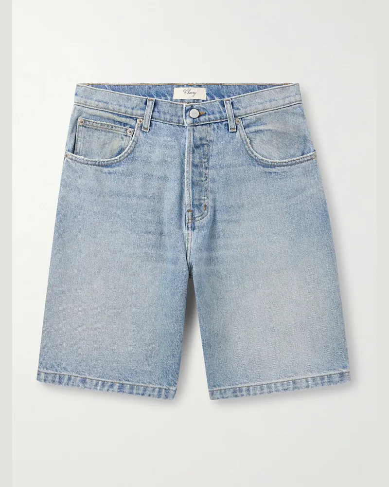 Cherry Los Angeles Straight-Leg Denim Shorts Blue