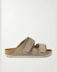 Birkenstock Uji Sandalen aus Veloursleder mit Nubuklederbesatz Neutral