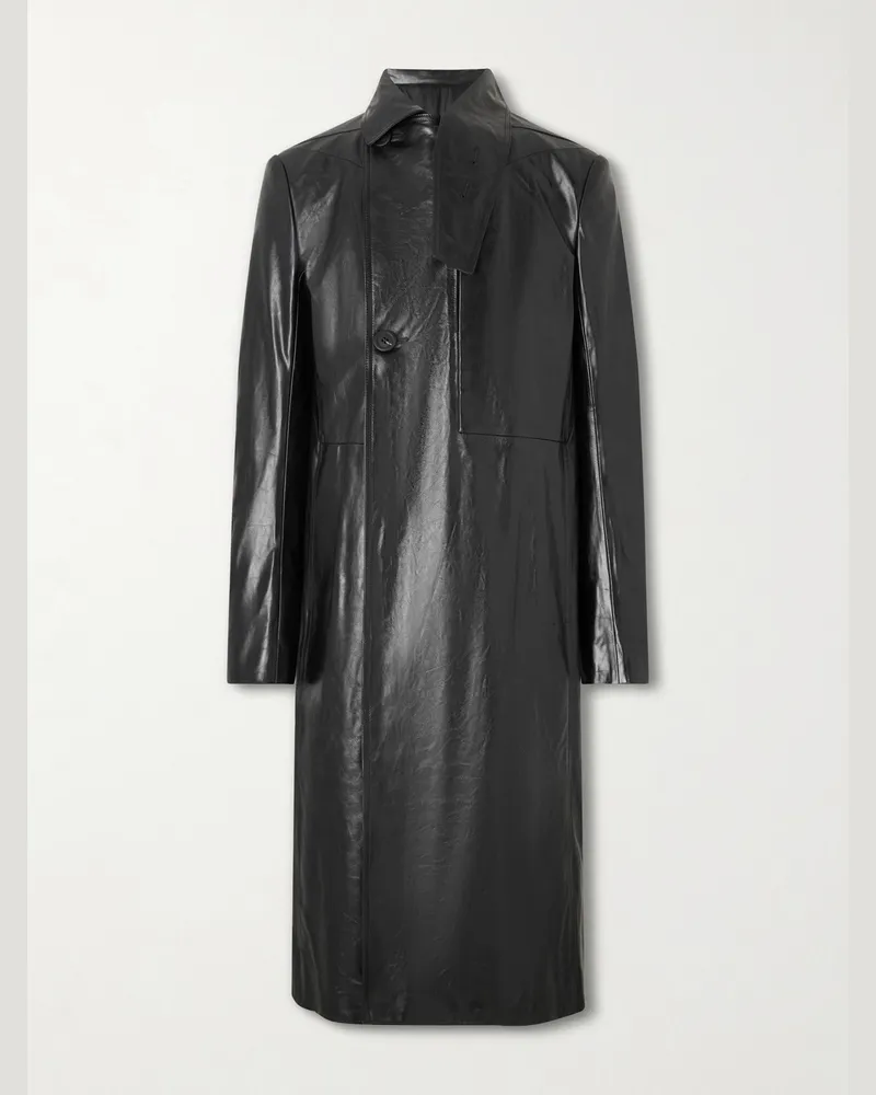 Rick Owens Mastodon Leather Trench Coat Black