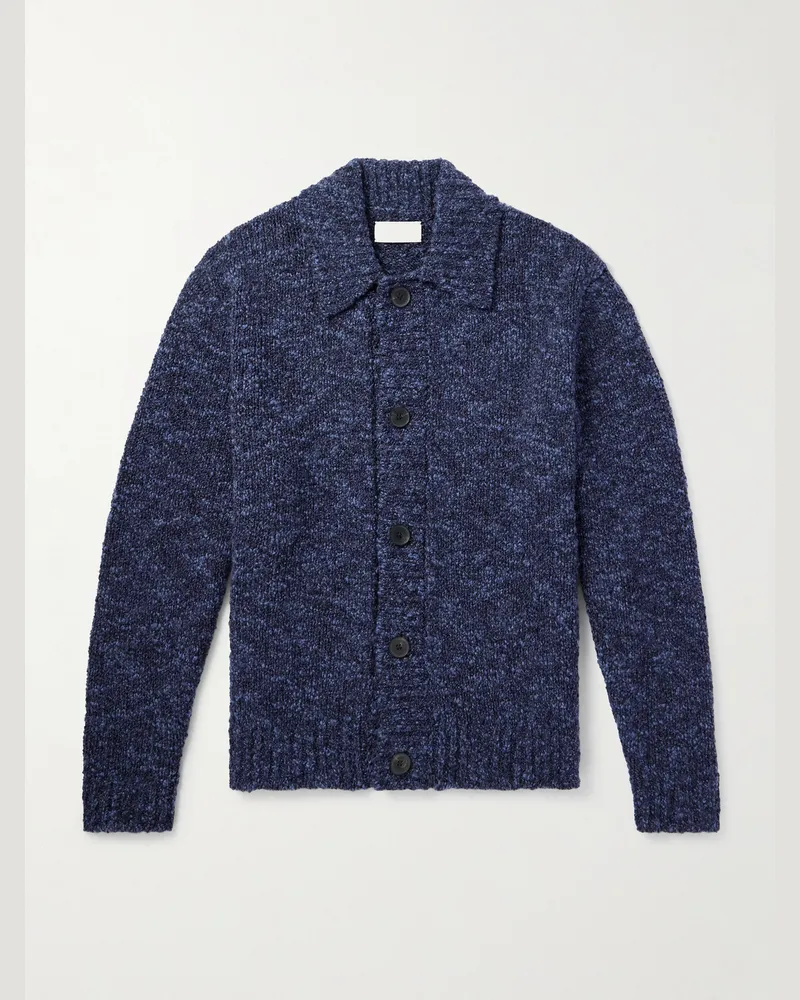 MR P. Cardigan aus Bouclé aus einer Wollmischung Blau