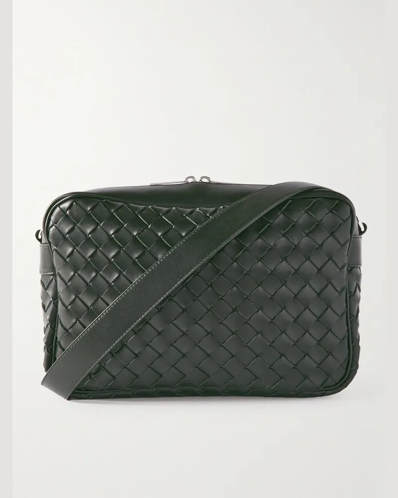Bottega Veneta Intrecciato Leather Camera Bag Green