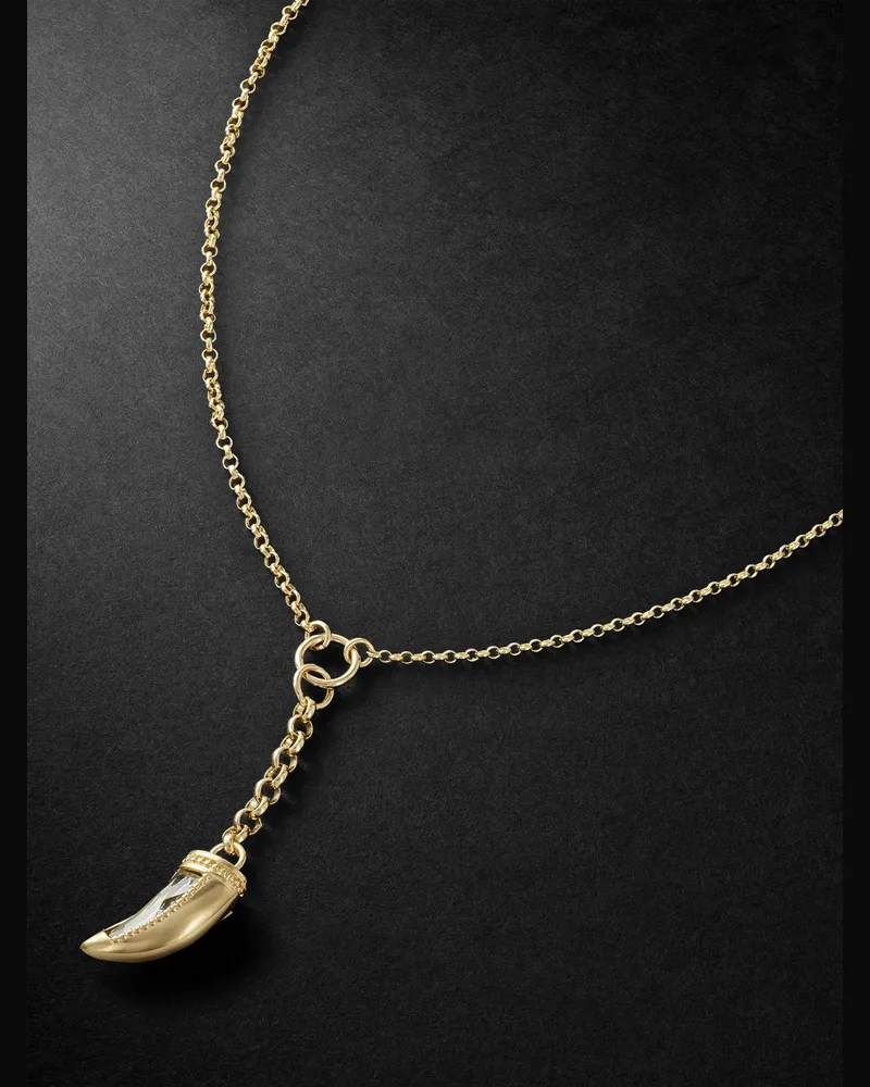 FOUNDRAE La Loba Claw Small Anhängerkette aus 18 Karat Gold mit Prasiolith Gold