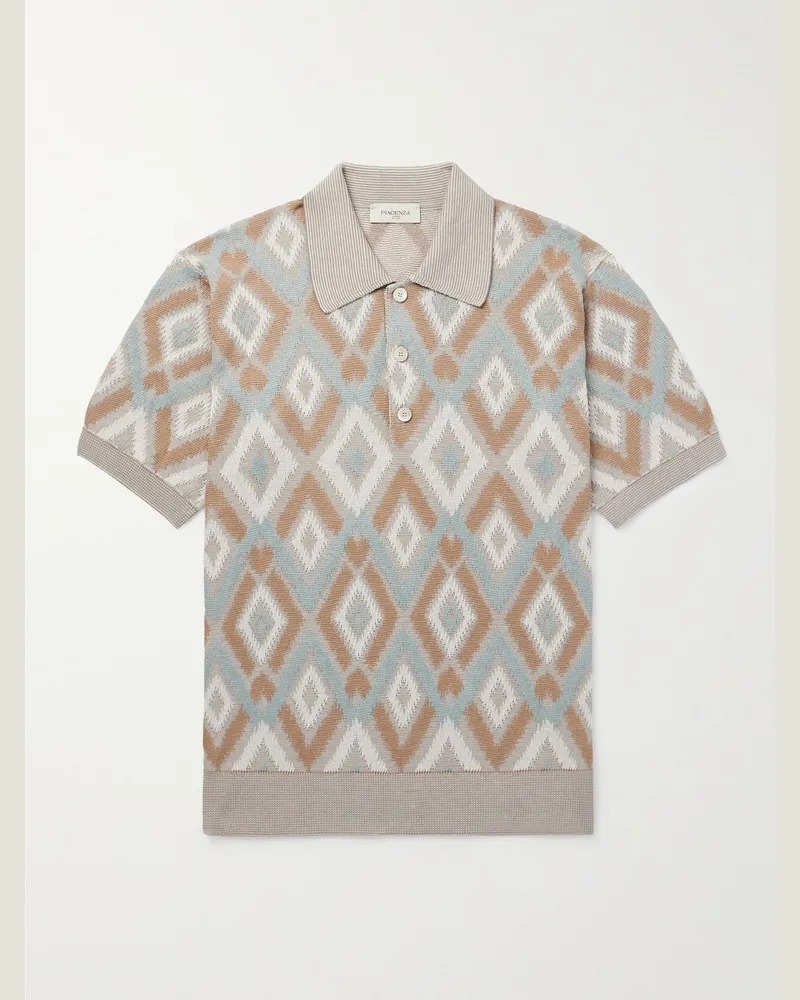 PIACENZA 1733 Slim-Fit Silk and Cotton-Blend Polo Shirt Neutrals