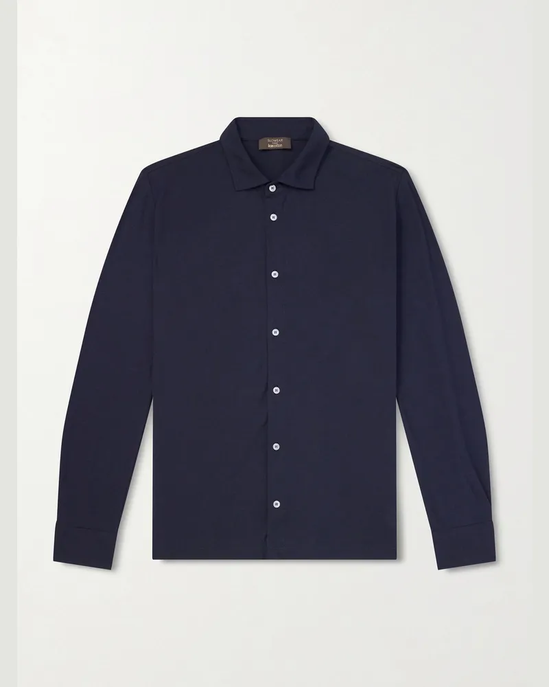 Slowear Zanone schmal geschnittenes Hemd aus IceCotton-Baumwolle Blau