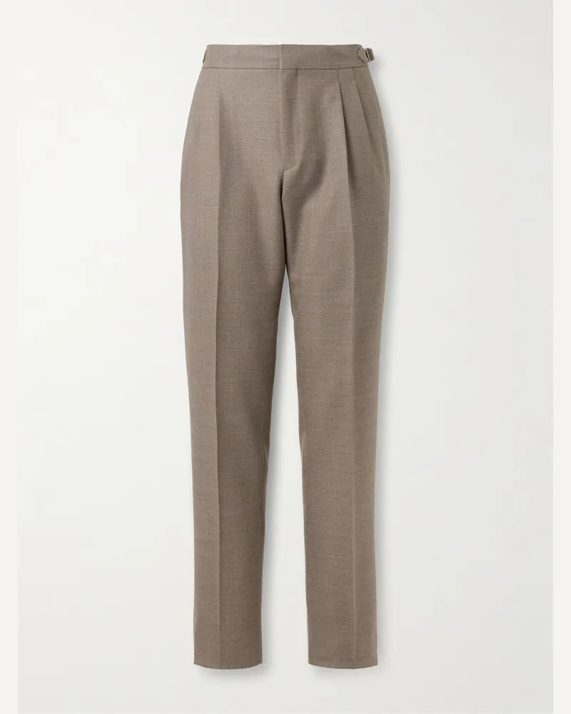 Loro Piana Gerade geschnittene Anzughose aus Woll-Twill mit Falten Neutral