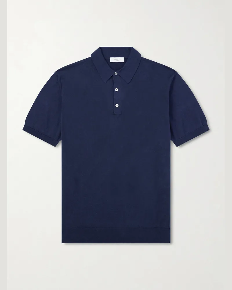 Boglioli Slim-Fit Garment-Dyed Cotton Polo Shirt Blue