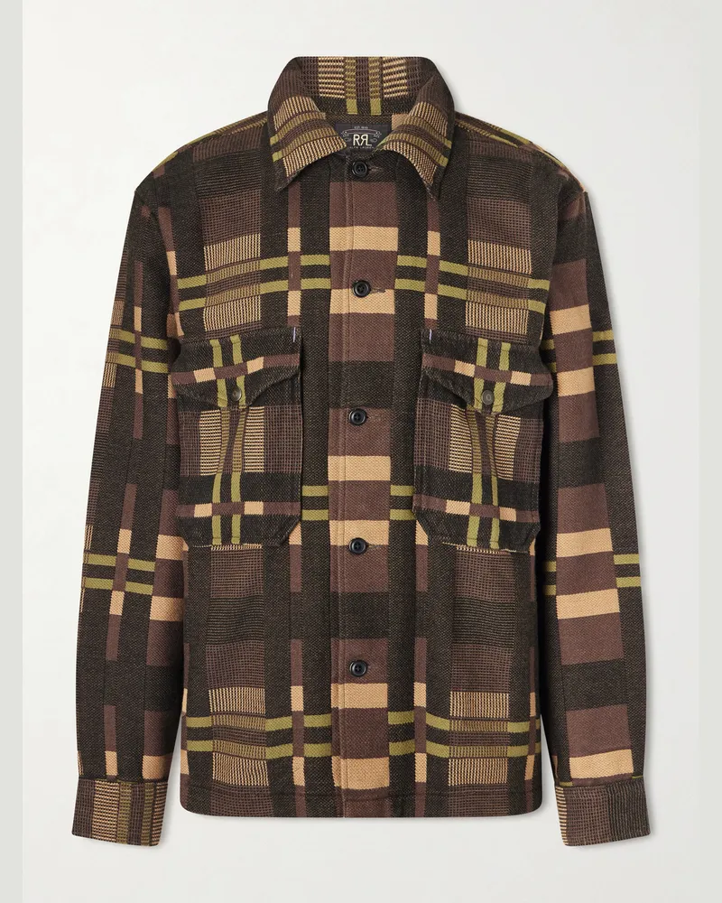 RRL Hemdjacke aus kariertem Baumwoll-Jacquard Lila