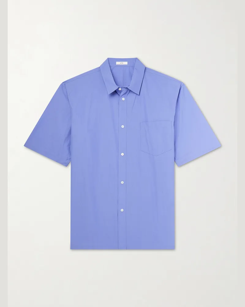 ATON Cotton-Poplin Shirt Blue