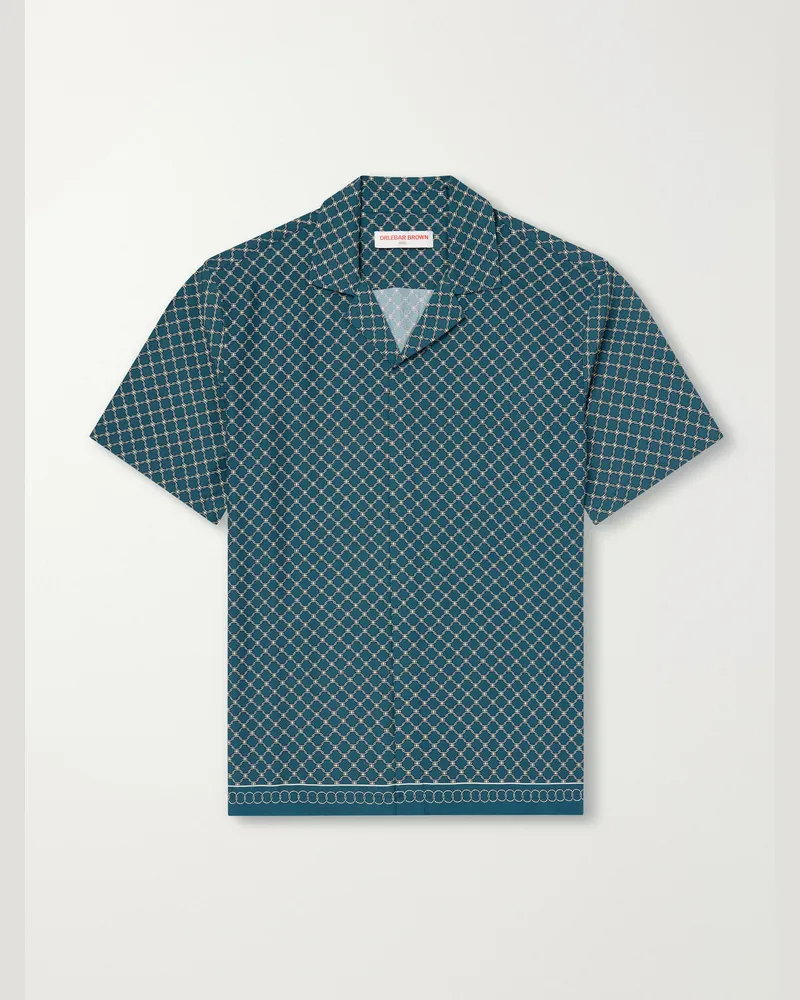 Orlebar Brown Maitan Camp-Collar Printed Lyocell-Poplin Shirt Green