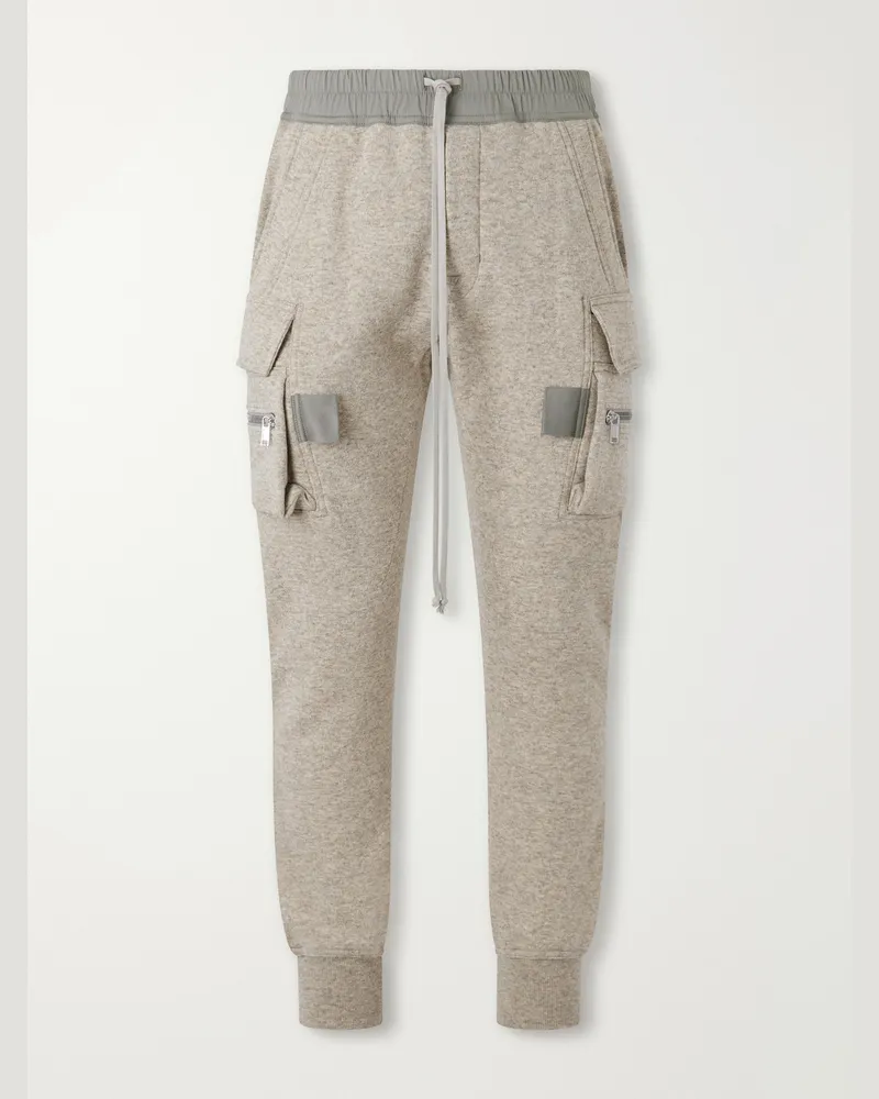 Rick Owens Mastodon Tapered Wool and Cotton-Blend Jersey Sweatpants Neutrals