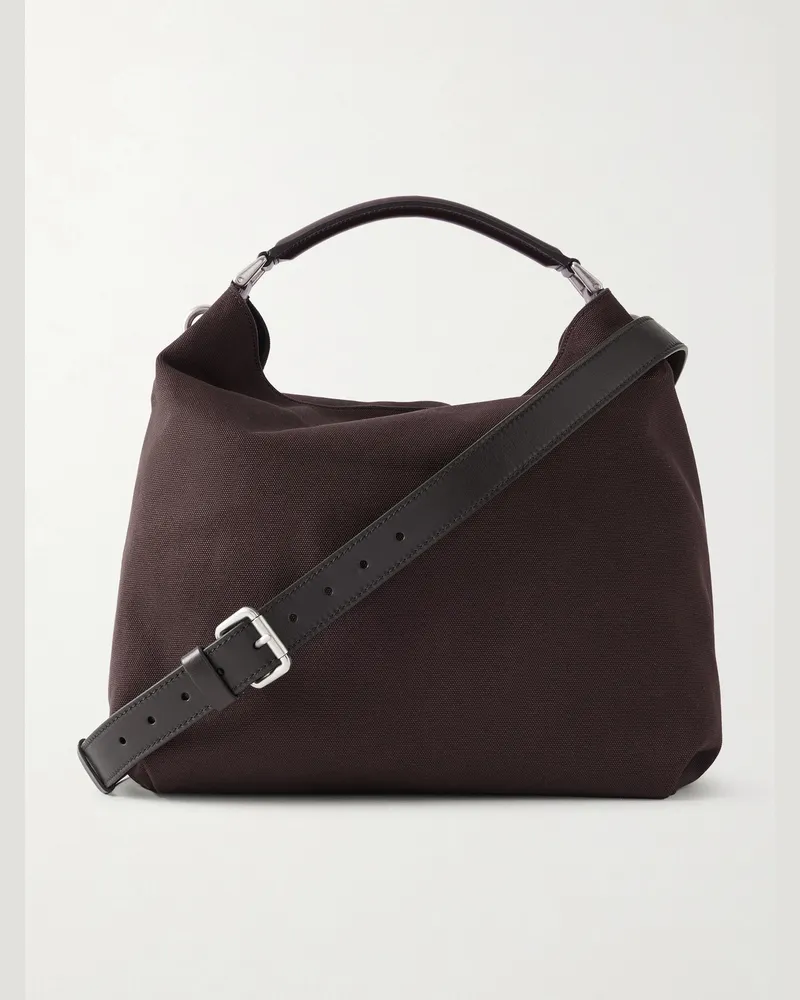 Dries van Noten Leather-Trimmed Canvas Tote Brown
