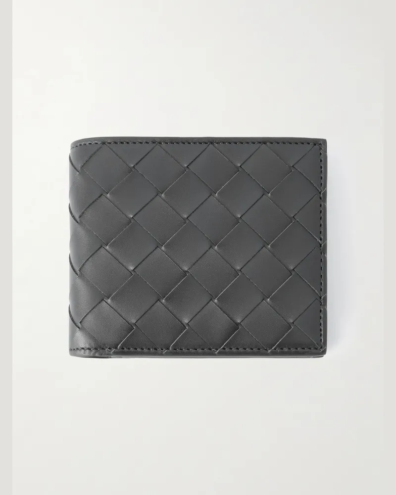 Bottega Veneta Aufklappbares Portemonnaie aus Intrecciato-Leder Grün