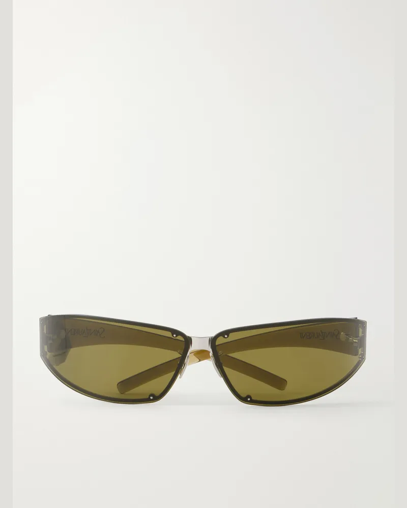 Saint Laurent SL 963 Round-Frame Injected Silver-Tone Metal Sunglasses Silver