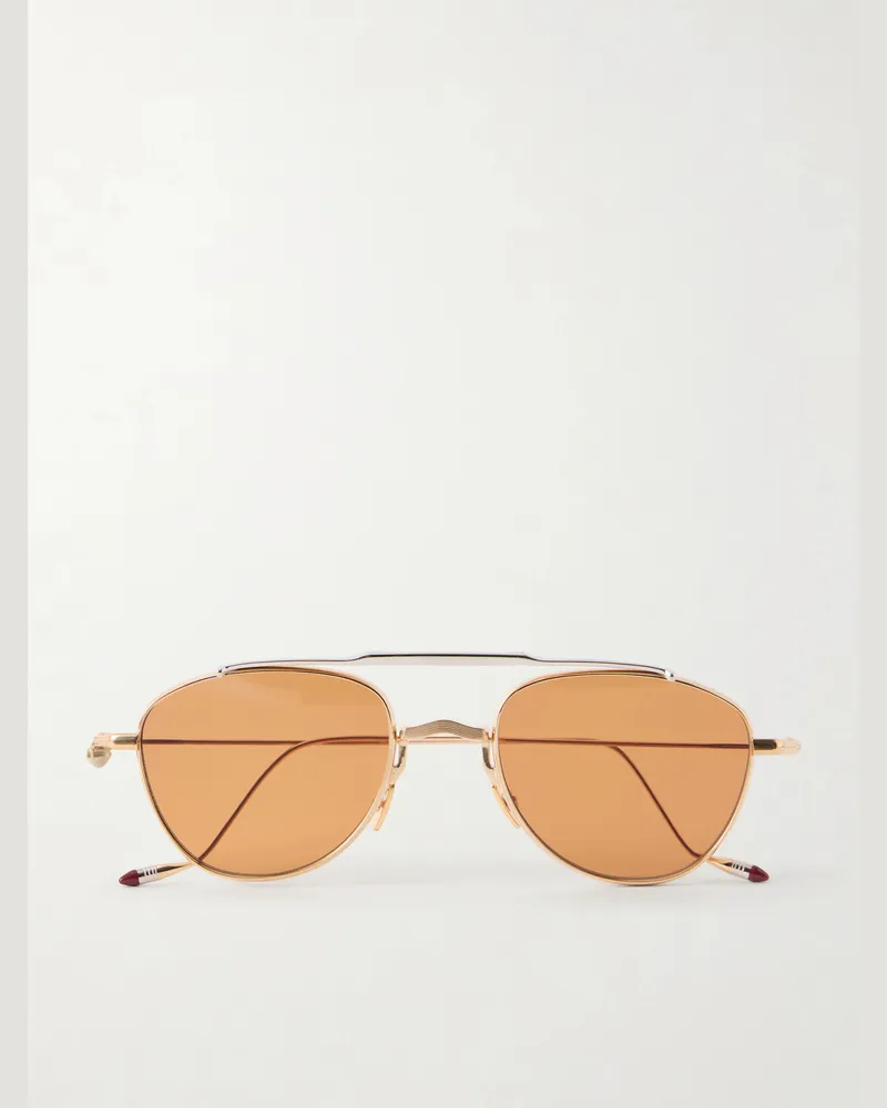 Jacques Marie Mage Flynn Aviator-Style Gold-Tone Metal Sunglasses Gold