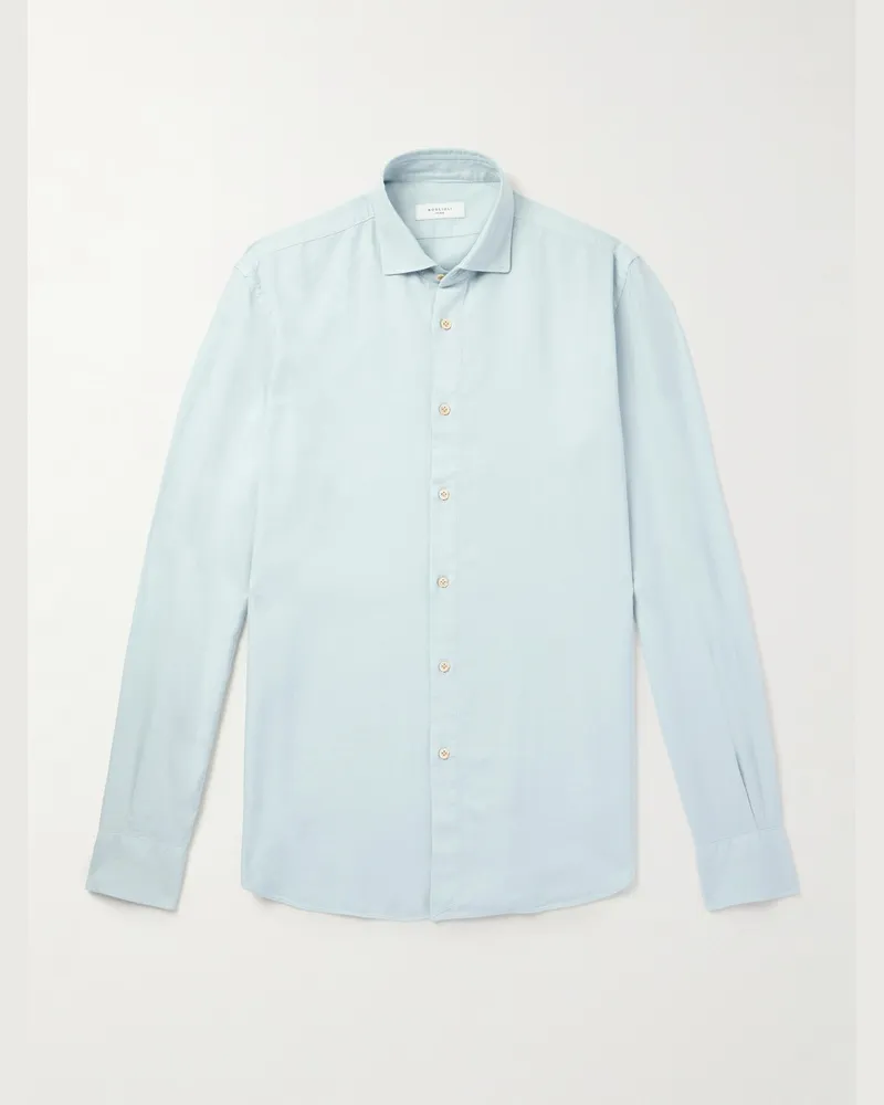 Boglioli Hemd aus gebürstetem Twill Blau