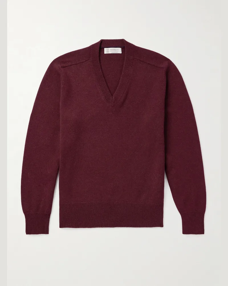 Brunello Cucinelli Pullover aus Kaschmir Burgunder