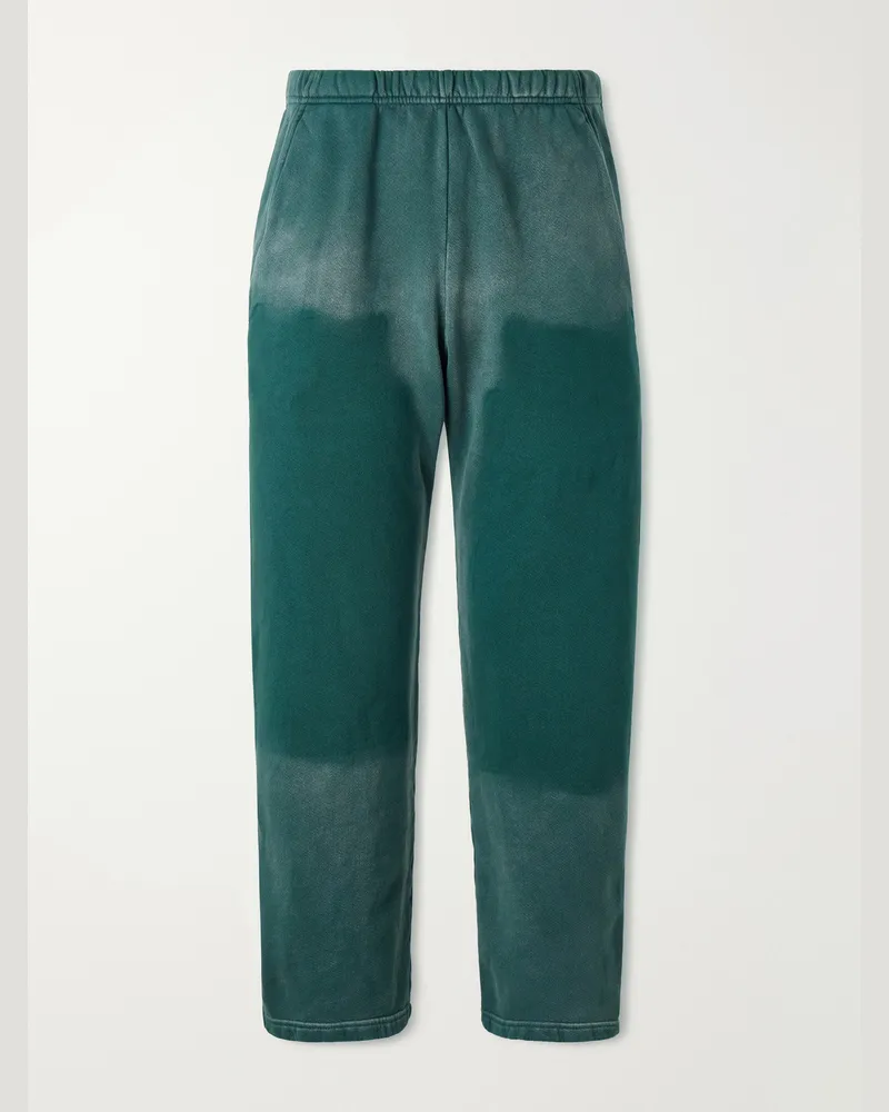 LES TIEN Straight-Leg Cotton-Jersey Sweatpants Green