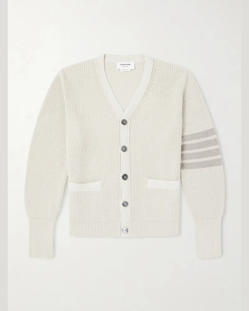 Thom Browne Cardigan aus Baumwolle mit Streifen in Stückfärbung Neutral