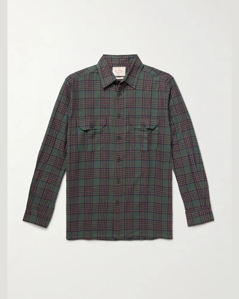 Portuguese Flannel Parker Checked Cotton-Flannel Shirt Green